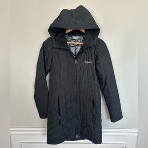 Women’s Columbia Long Black Quilted Hooded Jacket